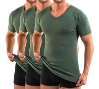 HERMO 4880 Lot de 3 Business Shirt Homme à Manche Courte avec col V, Maillot de Corps Demi-Manche en 100% Coton Biologique
