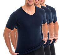 HERMO 4880 Lot de 3 Business Shirt Homme à Manche Courte avec col V, Maillot de Corps Demi-Manche en 100% Coton Biologique