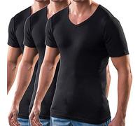 HERMO 4880 Lot de 3 Business Shirt Homme à Manche Courte avec col V, Maillot de Corps Demi-Manche en 100% Coton Biologique