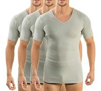 HERMO 4880 Lot de 3 Business Shirt Homme à Manche Courte avec col V, Maillot de Corps Demi-Manche en 100% Coton Biologique