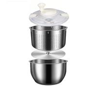 Hermosiey Essoreuse à salade en acier inoxydable - 6 l - Avec couvercle en polypropylène - Pour machine à fruits, pâtes et frites