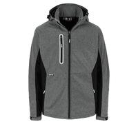 Herock Flexor Veste de travail réfléchissante en softshell - Imperméable et coupe-vent - Veste de sécurité respirante avec capuche amovible, gris, S