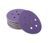 HEROFFIX 50 Disques De Ponçage Pour Voiture En Bois Avec Système De Fixation Hook & Loop Pour Le Travail Du Bois, Ponçage Automobile 150 Grit Disque Abrasif Céramique Violet 5,91" 7 Trous