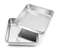 Herogo Lot de 2 moules à gâteau carrés en acier inoxydable de 20,3 cm pour rôtir, brownie pour mariage, sain et non toxique, surface brossée, passe au lave-vaisselle, 20 cm