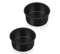Herogo Lot de 2 moules à gâteau ronds de 5 cm de profondeur en acier inoxydable anti-adhésif pour rôtir et servir, moules à gâteau d'anniversaire et de mariage, sains et non toxiques, faciles à