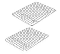 Herogo Lot de 2 petites grilles de refroidissement en acier inoxydable 24.5x20x2 cm pour petite plaque de four, bords lisses et antirouille, passe au four et au lave-vaisselle