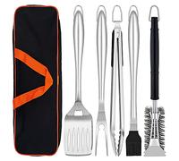 Herogo Lot de 6 ustensiles de barbecue en acier inoxydable avec sac de transport, kit d'outils de barbecue avec pince, spatule, fourchette, accessoires de barbecue pour homme, cadeau de Noël