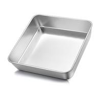 Herogo Moule à gâteau carré en acier inoxydable 23,5 x 23,5 x 5 cm | Plat à brownie de 22,9 x 22,9 cm pour rôtir et servir, matériau sain, non toxique, surface brossée, passe au lave-vaisselle