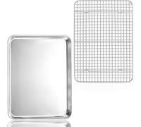 Herogo Plaque à pâtisserie avec grille de refroidissement Set en acier inoxydable 40,5 x 30,4 cm