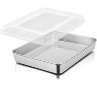 Herogo Plaque à pâtisserie profonde en acier inoxydable avec couvercle 31x24x5cm - Idéal pour les lasagnes, les brownies et plus encore