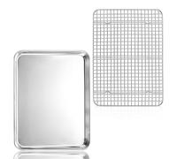 Herogo Plaque de cuisson avec grille de refroidissement, grande taille 40,5 x 30,4 cm, acier inoxydable, cuisson polyvalente