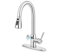 Herogo Robinet d'évier de cuisine sans contact avec pulvérisateur extractible, nickel brossé 18/10, robinet intelligent activé pour évier de cuisine, robinet de cuisine à détecteur de mouvement à