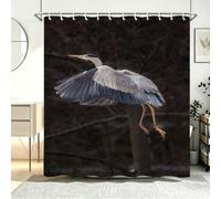 Héron Cendré Rideau de Douche 120x180 cm Anti Moisissure 3D Oiseaux Sauvages Rideaux de Baignoire Tissu Lavable Imperméable Polyester pour Rideau Douche Salle avec 8 CrochetsD-95