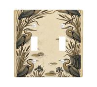 Heron Plaque de protection pour interrupteur à double interrupteur, rose vintage, nénuphars d'été beige en plastique taille standard pour maison, salon, nouvel appartement
