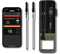 HerQs Double Max Thermomètre à gril, Thermomètre à viande numérique Bluetooth, Avec App et alarme de température jusqu'à 300°C, 170m Bluetooth Meater - Pour gril, four, poêle, friteuse à air chaud - 2