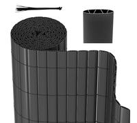 Herrselsam Brise-vue en polychlorure de vinyle avec serre-câbles, résistant aux intempéries, pour jardin, balcon, terrasse, structure interne en W, lamelles renforcées, gris, 90 x 500 cm