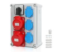 Herrselsam distributeur mural, 3 * 16A/230V+1*CEE 16A 5P+1*CEE 32A 5P avec commutateur, distributeur de chantier, distributeur intérieur/extérieur