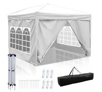 Herrselsam Gazebo Tonnelle 3 x 3 m, 3 x 3 m, étanche, stable, résistante à l'hiver, tente de fête, avec bavoir, protection UV 50+, tonnelle pliable haute densité, 3 x 3 m, pour jardin, gazebo (blanc)