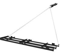 Herse traînée SucceBuy 243,5 x 50 cm, herse de prairie avec chaîne de 183 cm, râteau de nivellement robuste en acier galvanisé, herse de champ pour allées en gravier, adaptée aux quads, UTV et tracteu