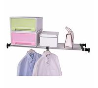 Hershii Étagère de placard extensible, tige, étagère métallique réglable, organisateur de placard, cloison, cloisons pour placard, cuisine, salle de bain, noir, 60 - 80 cm