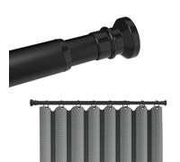 Hershii Tringle à rideau de douche réglable en acier au carbone - Pinces sans perçage, porte-vêtements, forte capacité de charge pour tringles à rideaux et séchoirs à linge, noir, (25φ) 79-140 cm