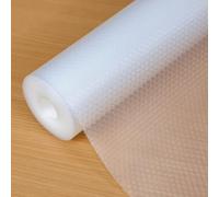 Hersvin 44.5cmx500cm Tapis Fond de Tiroir Antiderapant Non-adhésif, Tapis de Refrigerateur Placard Etagere Frigo, EVA Plastique Protection pour Meuble, sous Evier Cuisine (Transparent, Non-adhésif)