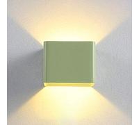 Hertl Applique murale carrée moderne à LED en métal coloré, mini lampes murales de 3,94 pouces de large for couloir, couloir, chevet (noir, lumière blanche)(Green,Warm Light)