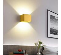 Hertl Applique murale carrée moderne à LED en métal coloré, mini lampes murales de 3,94 pouces de large for couloir, couloir, chevet (noir, lumière blanche)(Yellow,Warm Light)