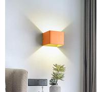 Hertl Applique murale carrée moderne à LED en métal coloré, mini lampes murales de 3,94 pouces de large for couloir, couloir, chevet (noir, lumière blanche)(Orange,Warm Light)