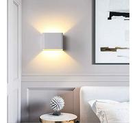 Hertl Applique murale carrée moderne à LED en métal coloré, mini lampes murales de 3,94 pouces de large for couloir, couloir, chevet (noir, lumière blanche)(White,Warm Light)