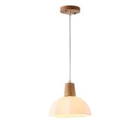 Hertl Lampe à suspension à une tête - Lustre d'art en bois avec abat-jour en verre, petit lustre for chambre et chevet