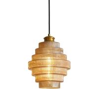 Hertl Lustre de style rétro créatif, abat-jour de lampe suspendue en verre français de personnalité, luminaires de plafond à vis E27, lampe suspendue de décoration de bar d'hôtel de café (Color : B)