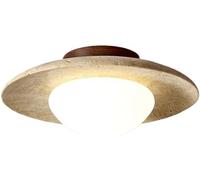 Hertl Plafonnier semi-encastré en marbre naturel, pierre de bronze, plafonnier moderne du milieu du siècle, boule de lait blanche, lampe vintage, éclairage de ferme for couloir, buanderie, porche d'en