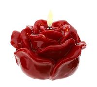 Hervit Bougie LED en forme de rose laquée rouge imitation flamme oscillante - Boîte cadeau - 2 couleurs - Bougie de cire à fleurs, éclairage sans fil, piles non incluses - Ø12 x 8 cm