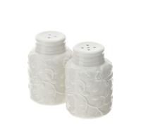 Hervit Lot de 2 Salière et poivrière sel et poivre de cuisine en porcelaine blanche "Romance" 7,5 cm