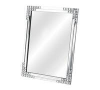 Hervit Miroir à suspendre avec cristaux et bords moulés - miroir décoration maison, décoration élégante, décoration de mariage, cadeau témoins, cadeau marraine - 50 x 70 cm
