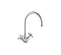Herzbach Anais mélangeur de cuisine 32471000101 chrome, mélangeur à deux poignées, saillie 18 cm
