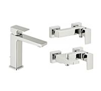 Herzbach Ceo Badarmaturen Set Waschtisch, Wanne, Dusche