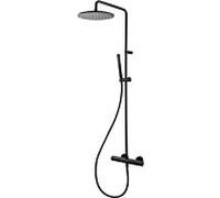 Herzbach Colonne de douche Deep Black noir mat avec thermostat de douche apparent
