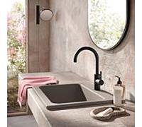 Herzbach DEEP BLACK WT mitigeur monotrou taille L 18.020310. Poignée latérale 2000 .12 avec drain PUSH, noir mat