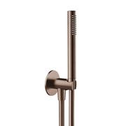 Herzbach Design iX PVD Set de douche avec raccord mural coudé et support, 1 jet, 21.914400.1.39,