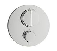 Herzbach Ensemble de montage final rond Deep Push 11.803050. 2000 .01 thermostat encastré, pour 2 Verbraucher , chromé