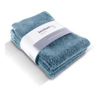 herzbach home Coffret de 3 Serviettes pour invités de 30 x 50 cm (Bleu) de Haute qualité | Douces et absorbantes | Elles sont en 100% Coton Naturel