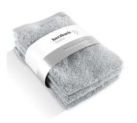 herzbach home Coffret de 3 Serviettes pour invités de 30 x 50 cm (Gris Argenté) de Haute qualité | Douces et absorbantes | Elles sont en 100% Coton Naturel