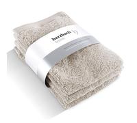 herzbach home Coffret de 3 Serviettes pour invités de 30 x 50 cm (Gris Sable) de Haute qualité | Douces et absorbantes | Elles sont en 100% Coton Naturel