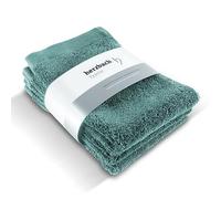 herzbach home Coffret de 3 Serviettes pour invités de 30 x 50 cm (Vert Océan) de Haute qualité | Douces et absorbantes | Elles sont en 100% Coton Naturel