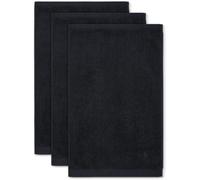 herzbach home Collection Deep Black | Lot de 3 serviettes d'invité 30 x 50 cm | 100 % coton | Doux et absorbant | Couleur : noir