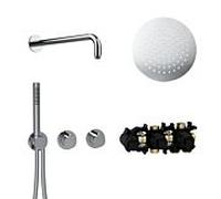 Herzbach MODUL7 ensemble thermostatique T-RB250 70.702711. 2000 .01 bras mural douche à effet de pluie 250mm chromé
