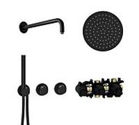 Herzbach MODUL7 ensemble thermostatique T-RB250 70.702711. 2000 .12 bras mural douche à effet de pluie 250mm noir mat