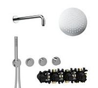 Herzbach MODUL7 PUSH set de thermostat P-RB250 70.702713.1.01 bras mural douche à effet de pluie 250mm chromé